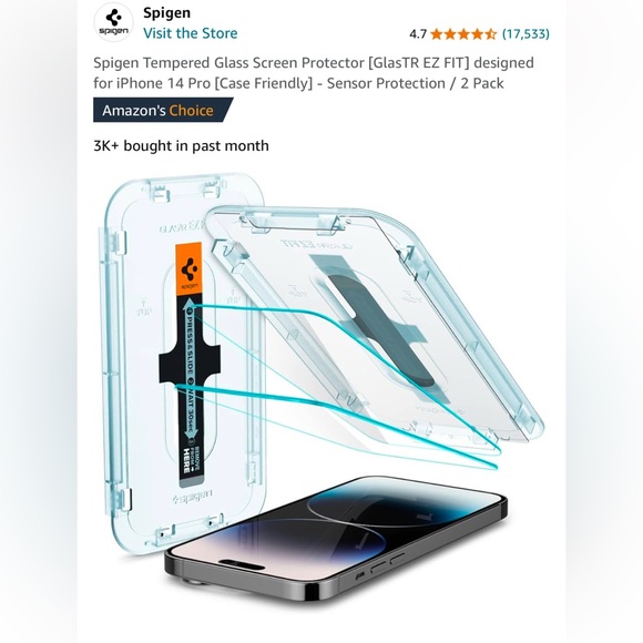 Spigen Tempered Glass Screen Protector designed for iPhone 14 Pro - Picture 3 of 3
